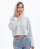 Women's Drawstring Hoodie Casual Solid Color Sweatshirt Long Sleeve Cropped Top