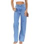 Women's Mid Rise Straight Loose Stretch Jeans